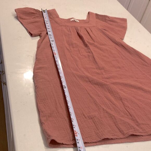 Madewell 100% Cotton Gauze Lightspun Butterfly Square Neck Mini Pink Dress Sz XS - Picture 6 of 8